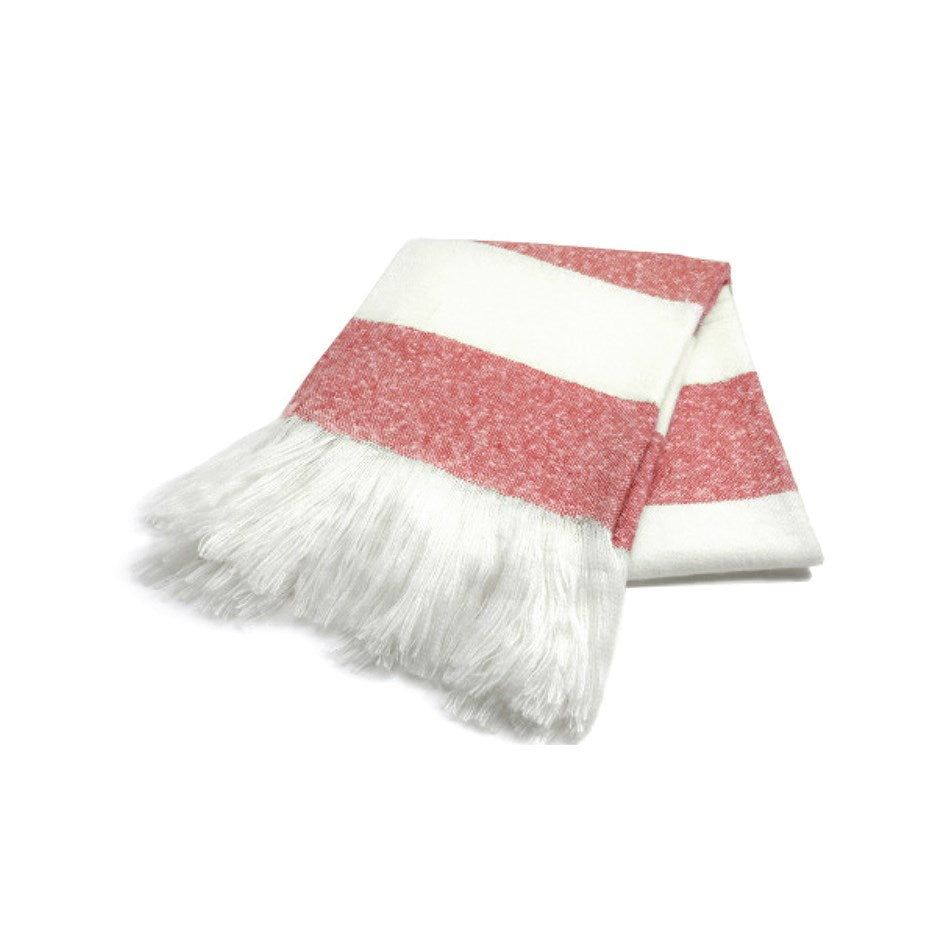 BOLD STRIPE FAUX MOHAIR THROW- RED