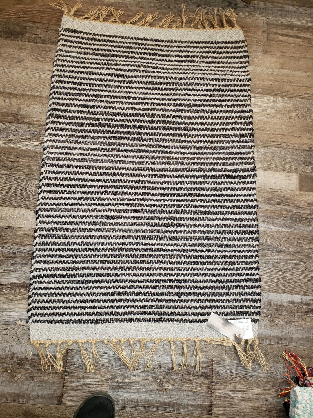 Rug-GREY & Black Jute / Cotton