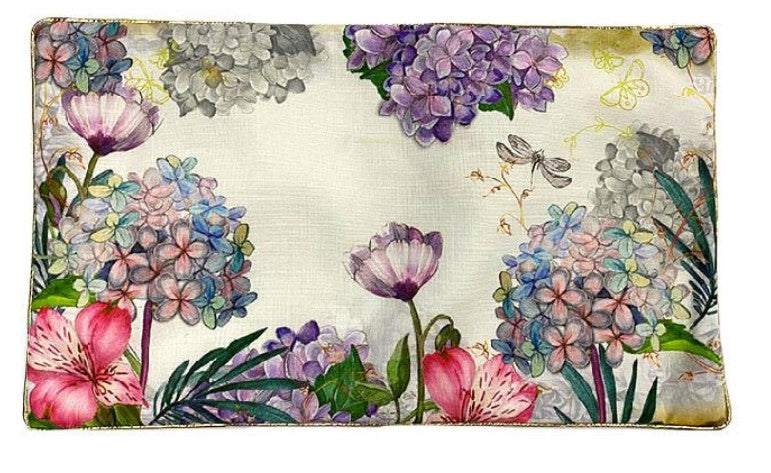 BLUE HYDRANGEA & DRAGONFLIES CUSHION