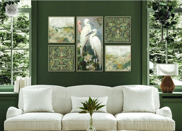 TALES OF THE ELEGANT CRANE- 5 PIECE GALLERY COLLAGE