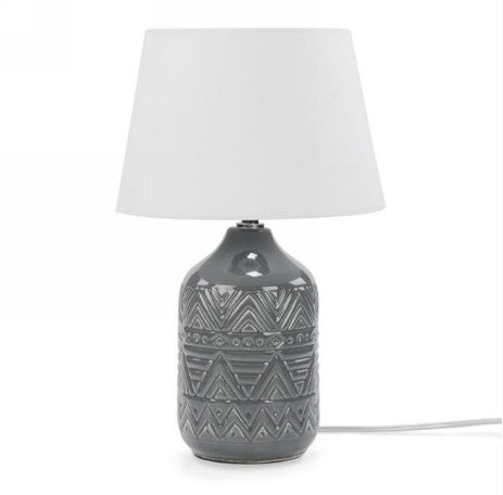 GREY AZTEC CERAMIC LAMP