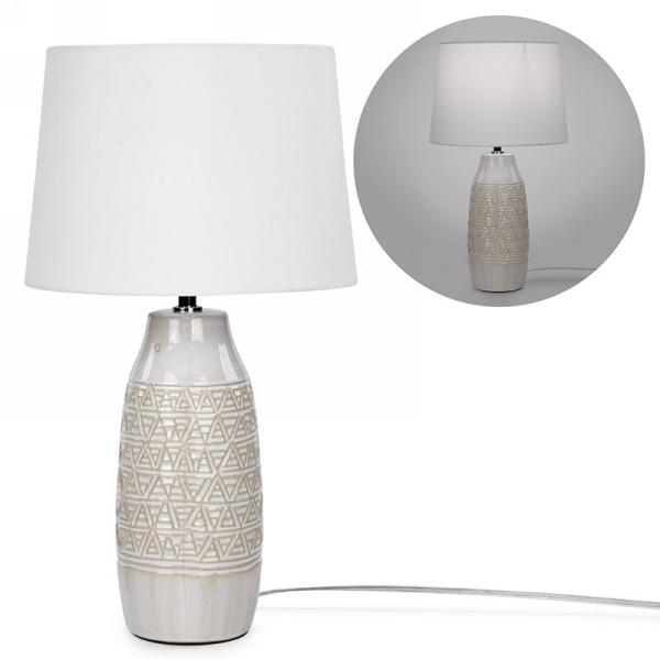 JX1137 Table Lamp with Taupe Aztec Motif