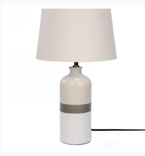 GREY STRIPED CERAMIC LAMP