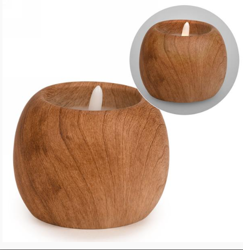 ROUNDED FAUX WOOD LED CANDLE