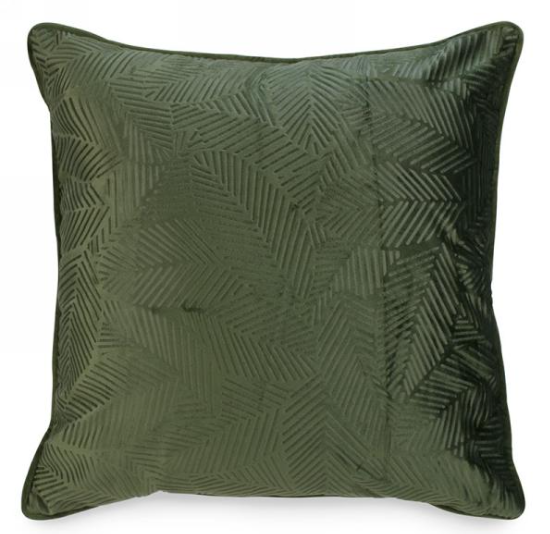 GREEN VELVET FOLIAGE ACCENT CUSHION