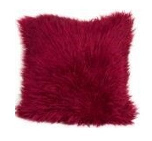 MONGOLIAN FUR- RED CUSHION