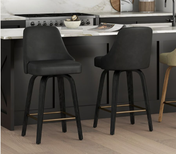 OAKLEY COUNTER STOOL WITH SWIVEL CHARCOAL/BLACK- SET OF 2