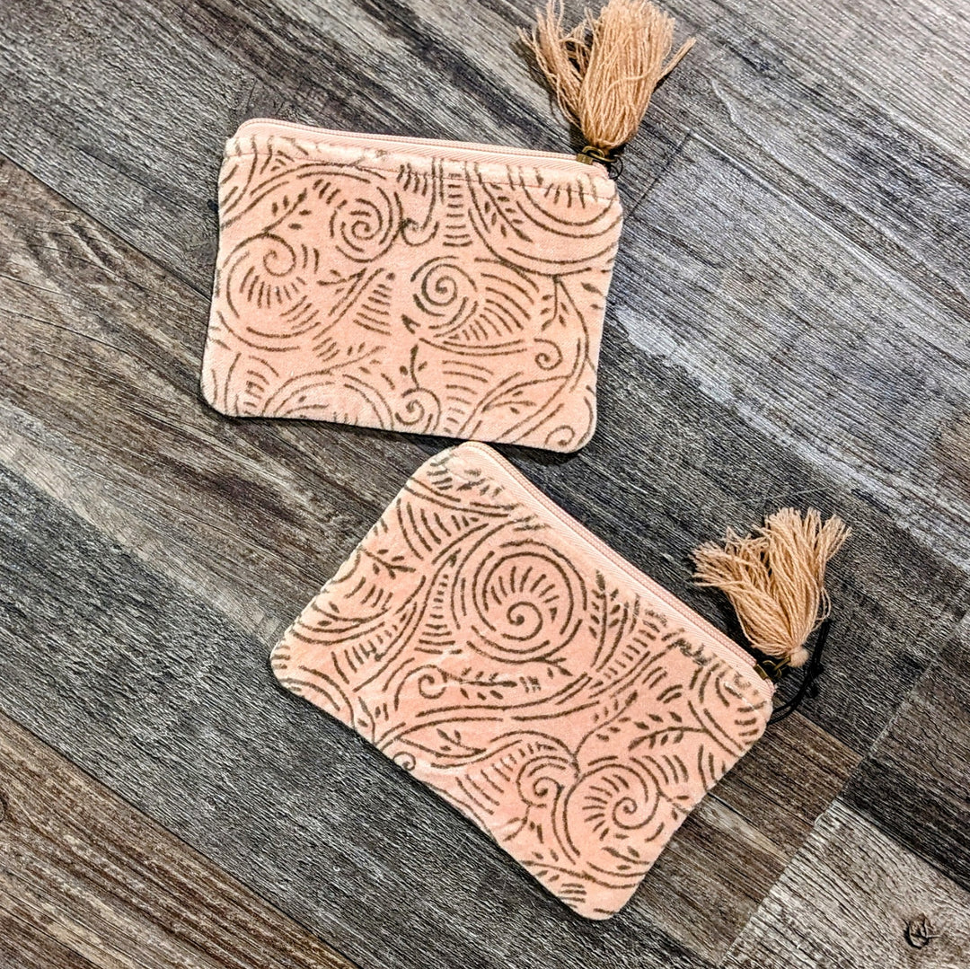 JEWELRY POUCH W/ZIP - PRINTED ROSE