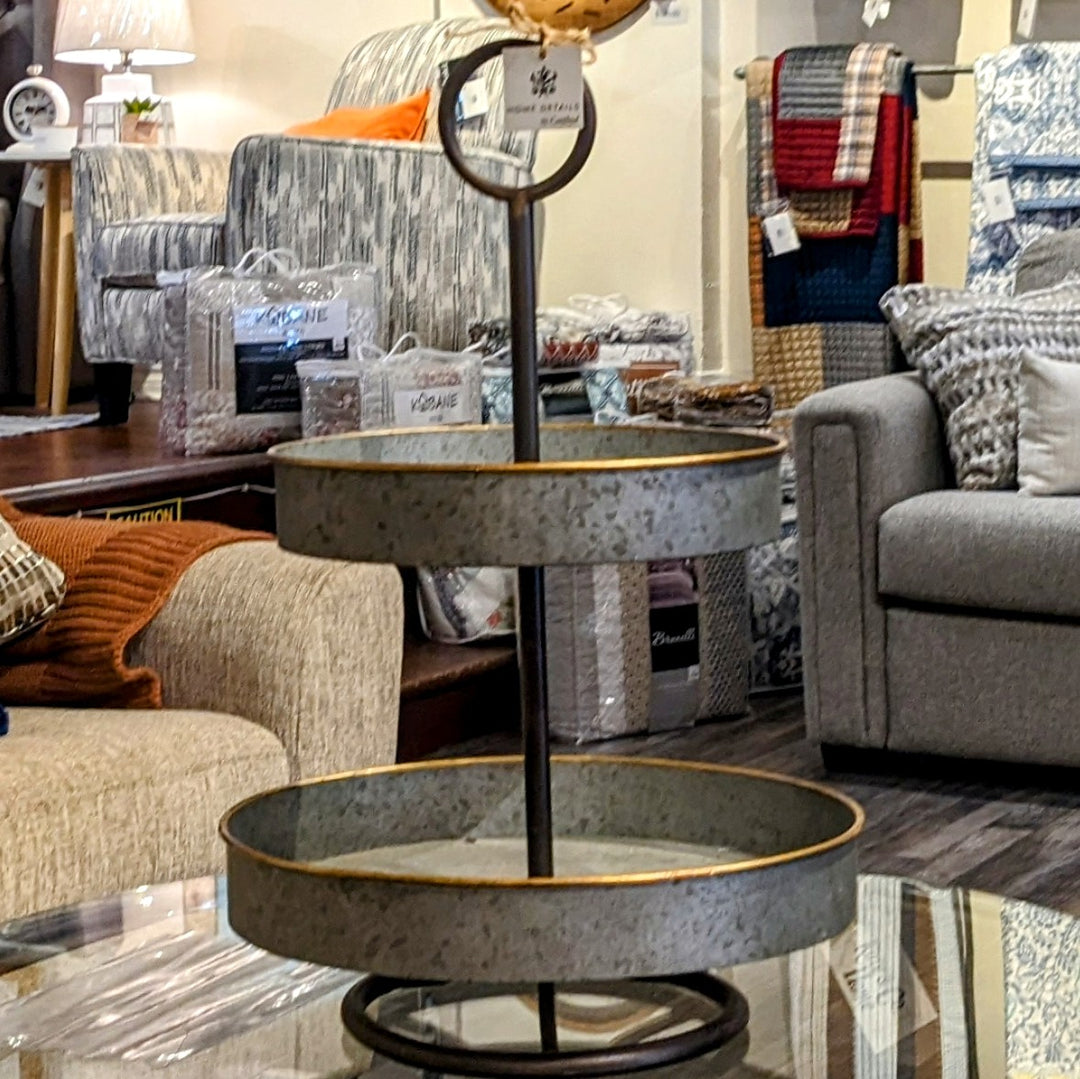 GALVANIZED TWO TIER METAL TRAY