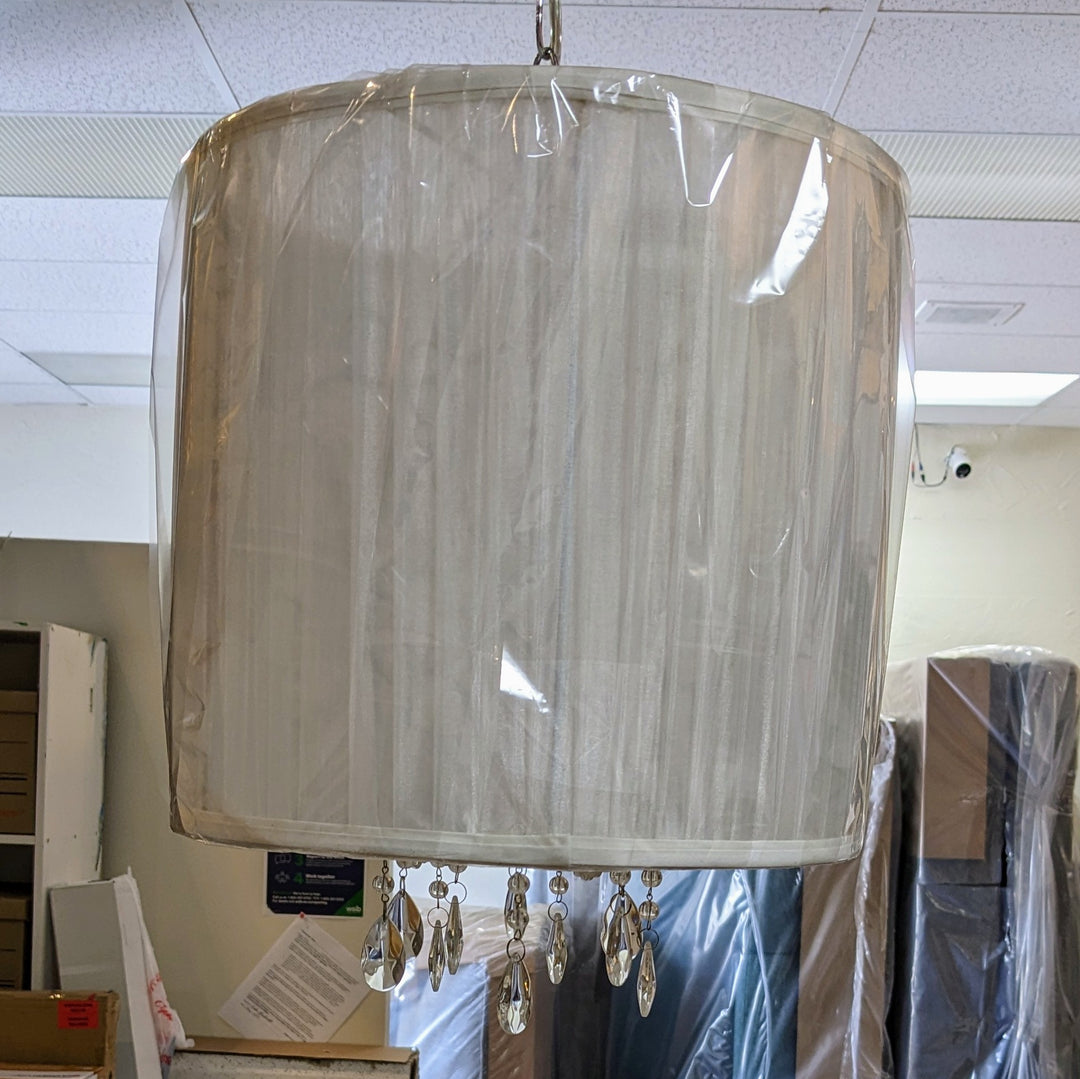 FAUX CRYSTAL CHANDELIER W/WHITE SHADE