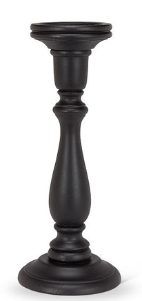 TURNED PILLAR HOLDER LG BLK - 14.5"h