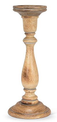 TURNED PILLAR HOLDER LG GRY - 14.5"h