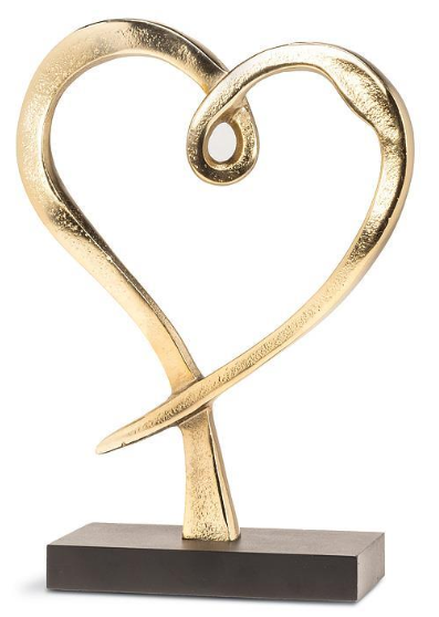 FREEFORM HEART ON BASE GOLD 10"H