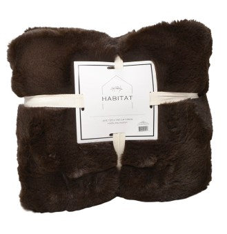 Faux Rabbit Fur Throw Brown