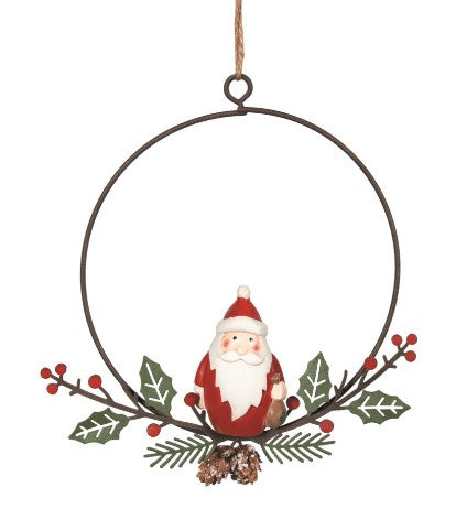 ORN - Iron Wreath with Santa