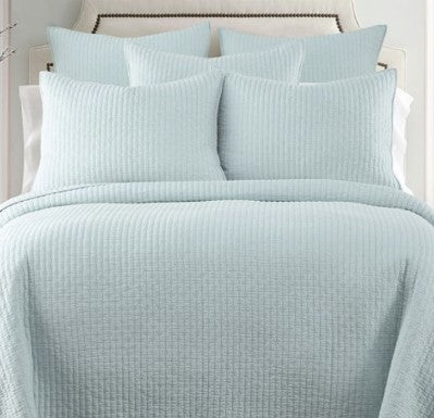 WAFFLE ROBIN EGG BLUE QUEEN QUILT SET