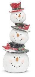 STACKED SNOWMAN WITH CARDINALS 11" H