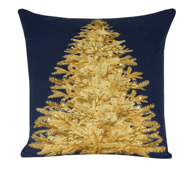 CHRISTMAS TREE ACCENT CUSHION IN BLUE