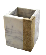 CANISTER MARBLE & WOOD