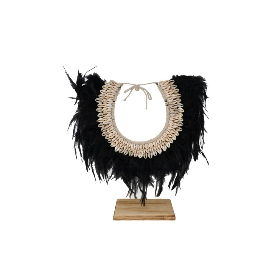 FEATHER & SHELL COLLAR ON STAND 0834-002 - Kate & Co. Home