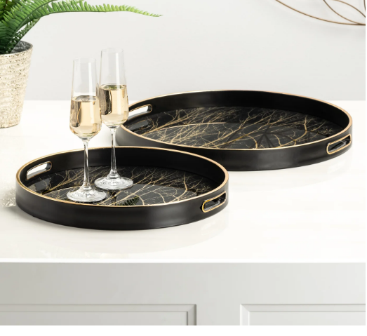 SAVOY GOLD TRIM ROUND TRAY SMALL