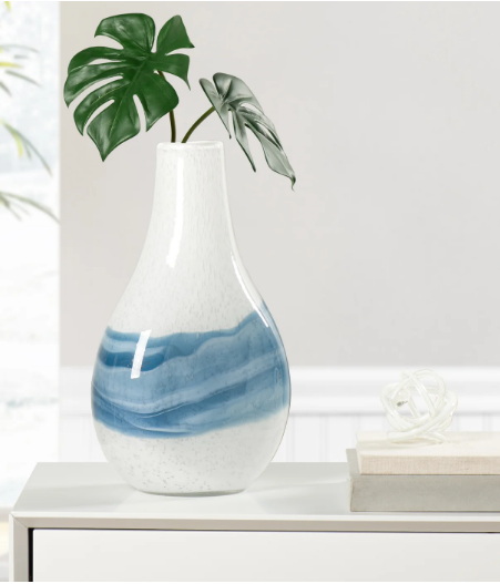 ANDREA SWIRL GLASS BULB VASE IN WHITE - LARGE