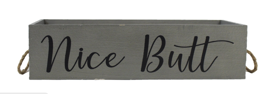 BAK445 GREY WOOD BOX NICE BUTT - Kate & Co. Home