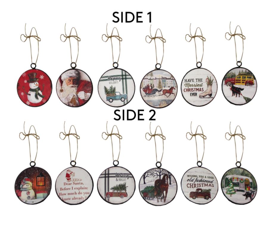 ROUND METAL 2 SIDED ORNAMENT