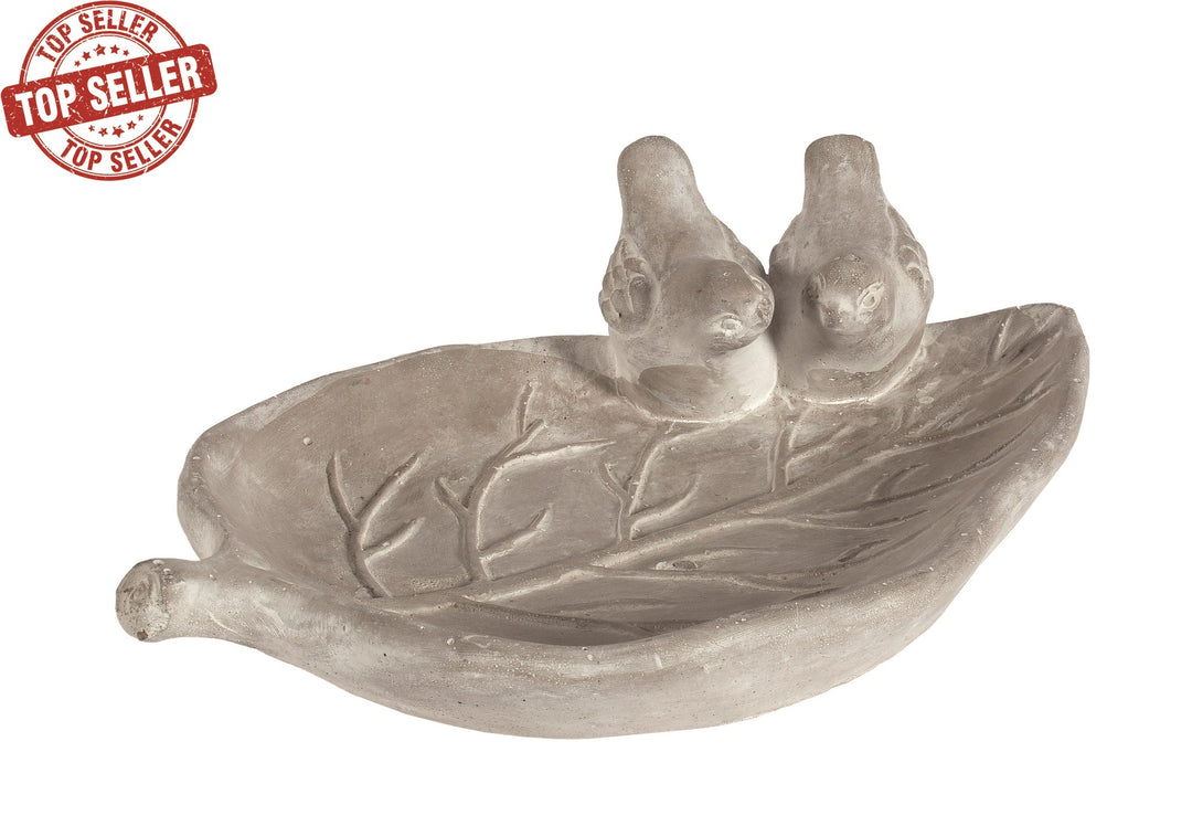 N21370 BIRD BATH LEAF CEMENT - Kate & Co. Home
