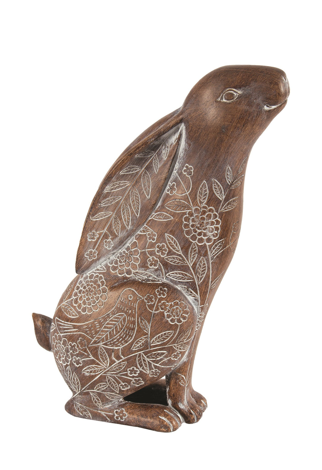 RABBIT- BROWN RESIN/ WHITE ENGRAVINGS - Kate & Co. Home