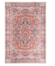 AURA AUR-57-1403 WASHABLE ANTIQUED RUST AREA RUG