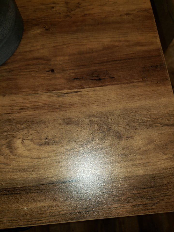 FAUX WOOD AND METAL SIDE TABLE