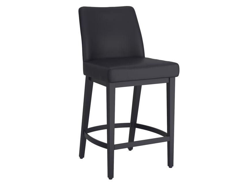 JACE 26" COUNTER STOOL FAUX BLACK LEATHER/ BLACK- SET OF 2