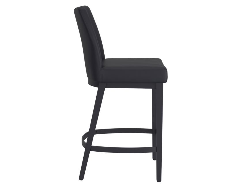JACE 26" COUNTER STOOL FAUX BLACK LEATHER/ BLACK- SET OF 2