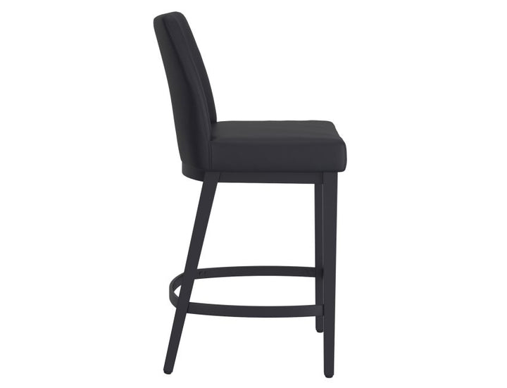 JACE 26" COUNTER STOOL FAUX BLACK LEATHER/ BLACK- SET OF 2