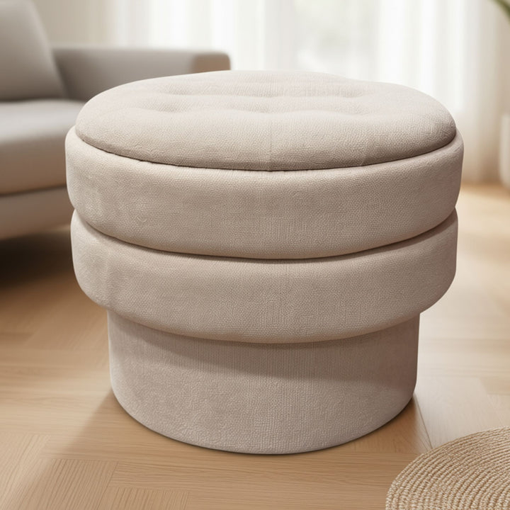 KEPLER ROUND STORAGE OTTOMAN OATMEAL