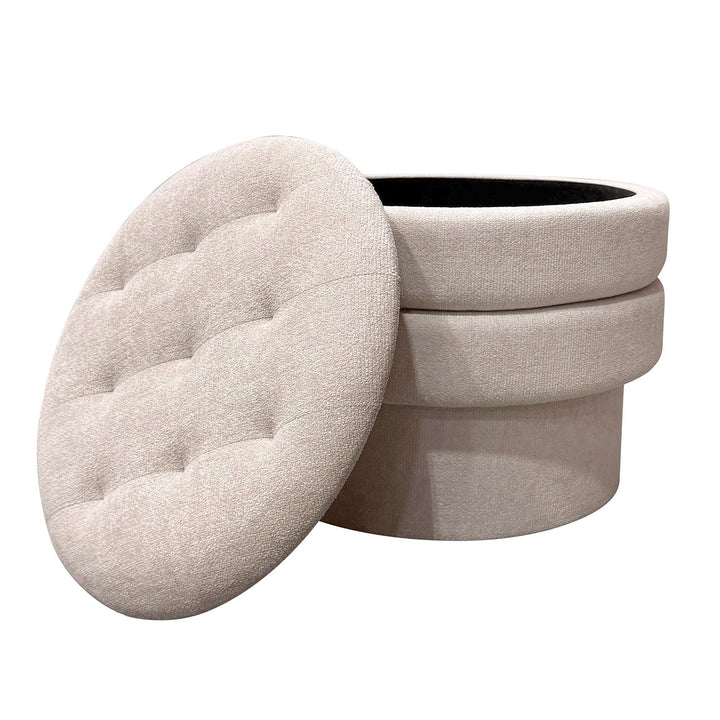 KEPLER ROUND STORAGE OTTOMAN OATMEAL