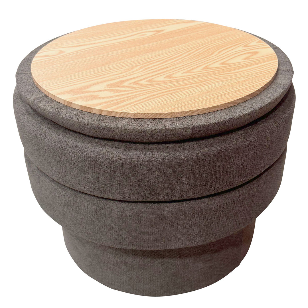 KEPLER ROUND STORAGE OTTOMAN GREY