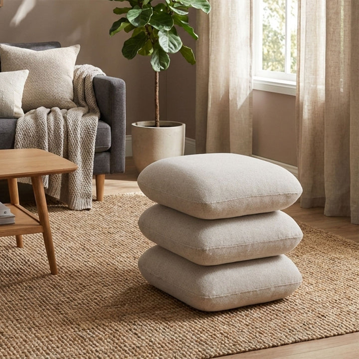 RYLEE SQUARE OTTOMAN- BEIGE