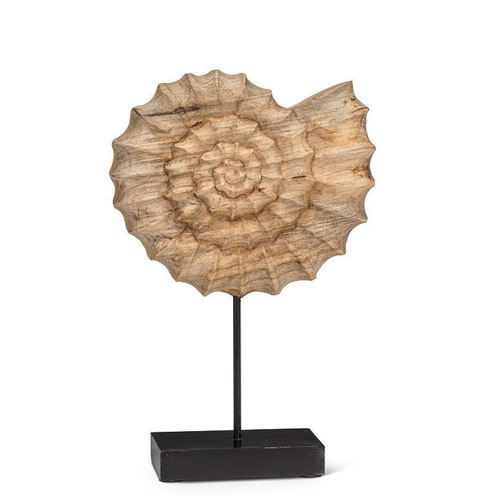 NAUTILUS SCULPTURE ON STAND- MANGO WOOD