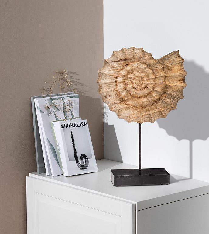 NAUTILUS SCULPTURE ON STAND- MANGO WOOD