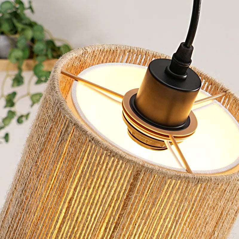 RATTAN TREE FLOOR LAMP WITH DIMMER & BULBS