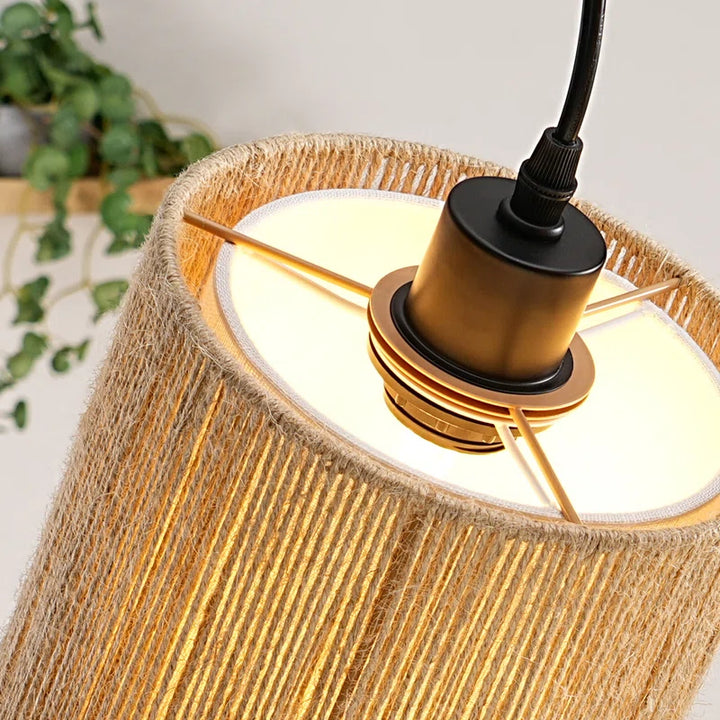 RATTAN TREE FLOOR LAMP WITH DIMMER & BULBS