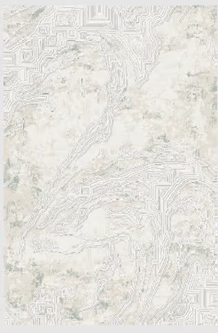 BELLA 6603 CREAM/GREEN TEXTURED FRIEZE AREA RUG