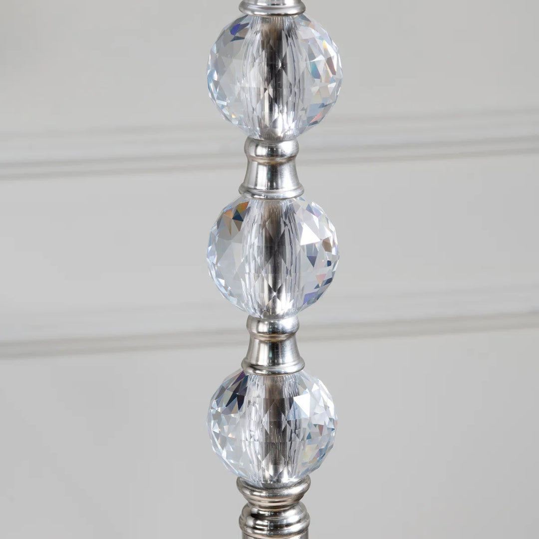 FLOOR LAMP 60" NICKEL PLATED/FACETED BALL ACCENTS