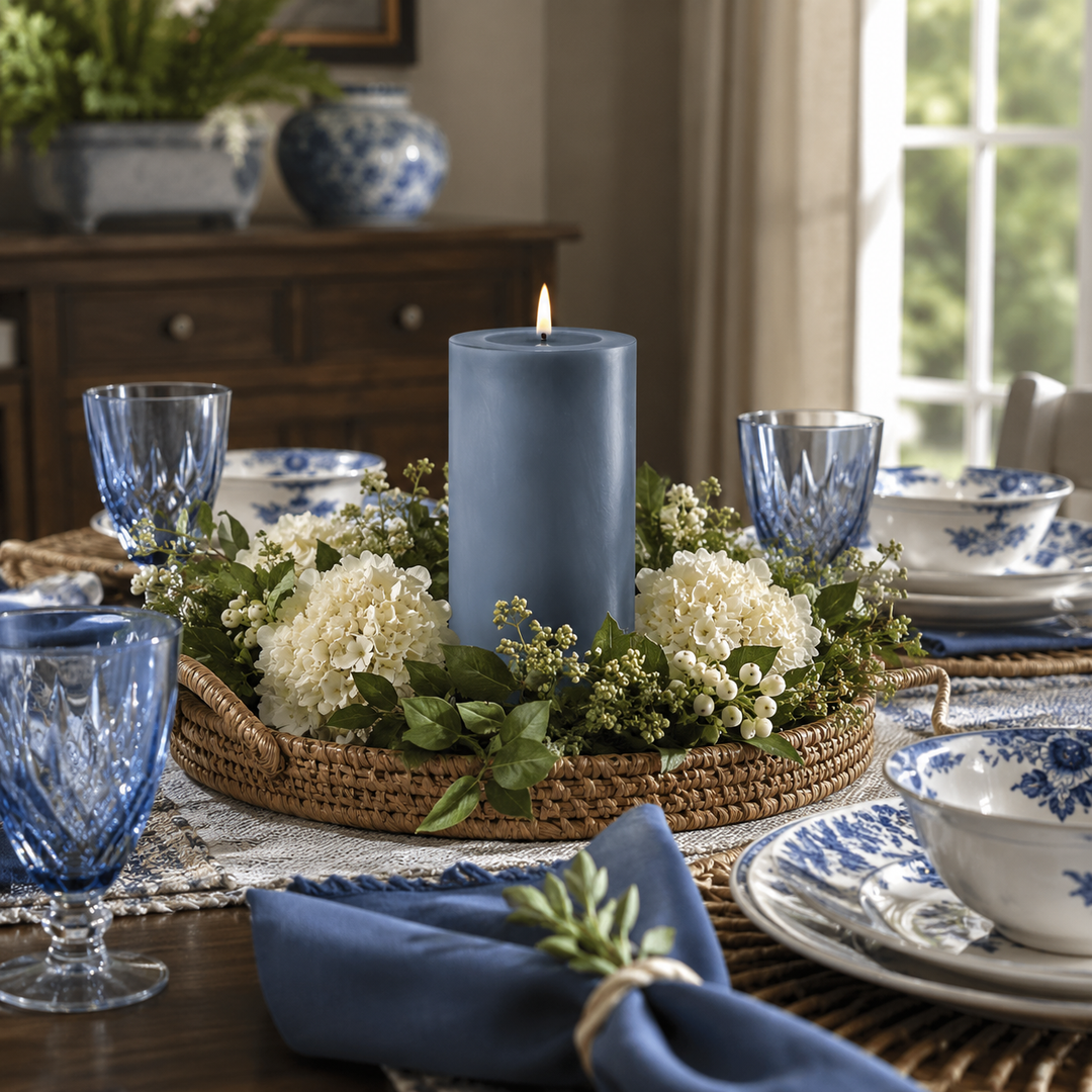ICE BLUE PILLER LED CANDLE 3 x 6