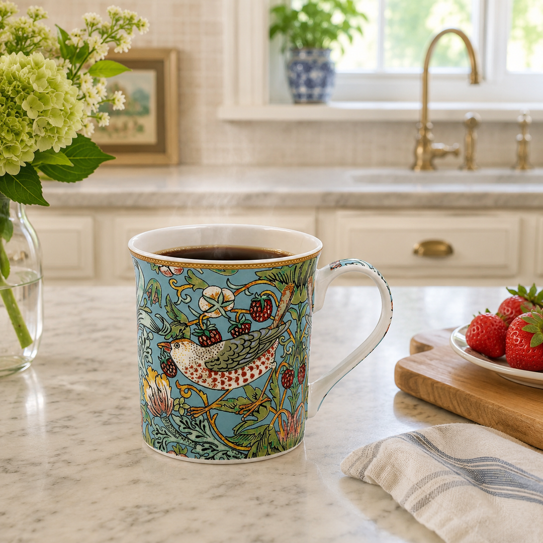 WILLIAM MORRIS STRAWBERRY THIEF BONE CHINA MUG
