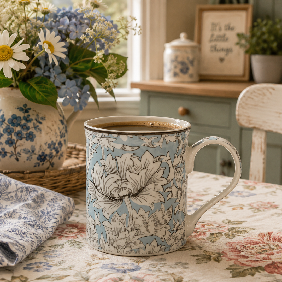 WILLIAM MORRIS CHINA MUG CHRYSANTHEMUM PATTERN