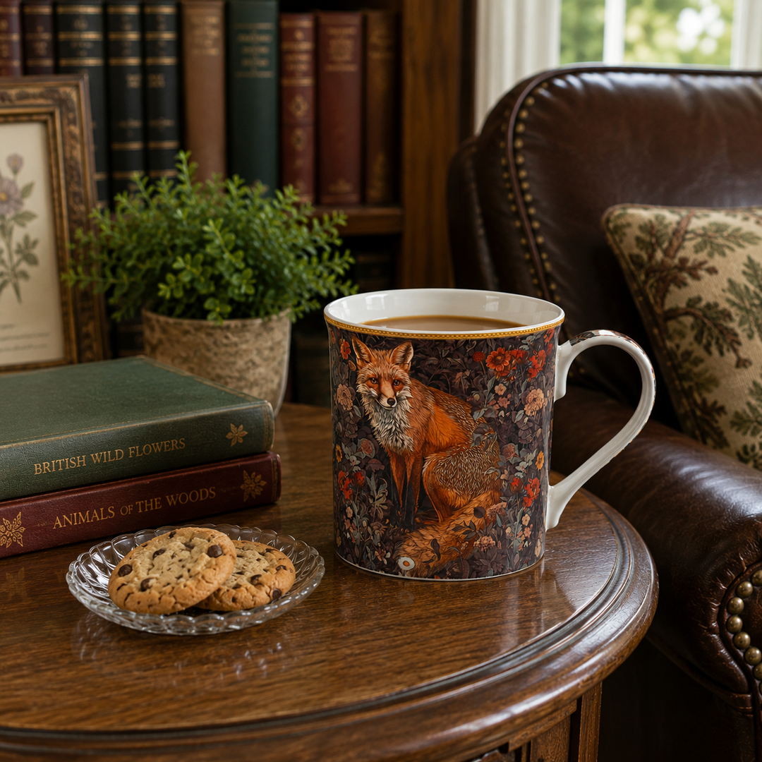 WILLIAM MORRIS INSPIRED BONE CHINA FOX MUG