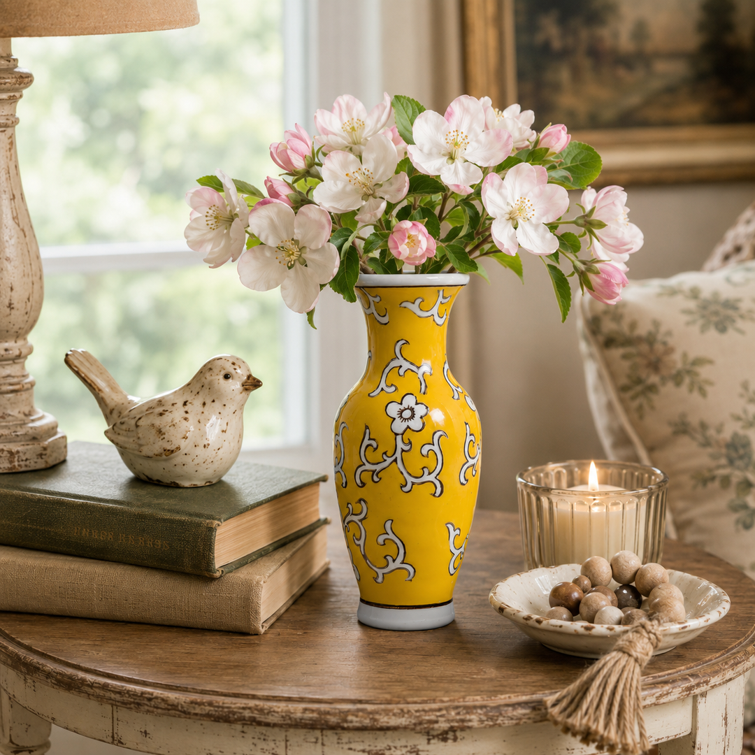 SMALL FLORAL VASE -YELLOW
